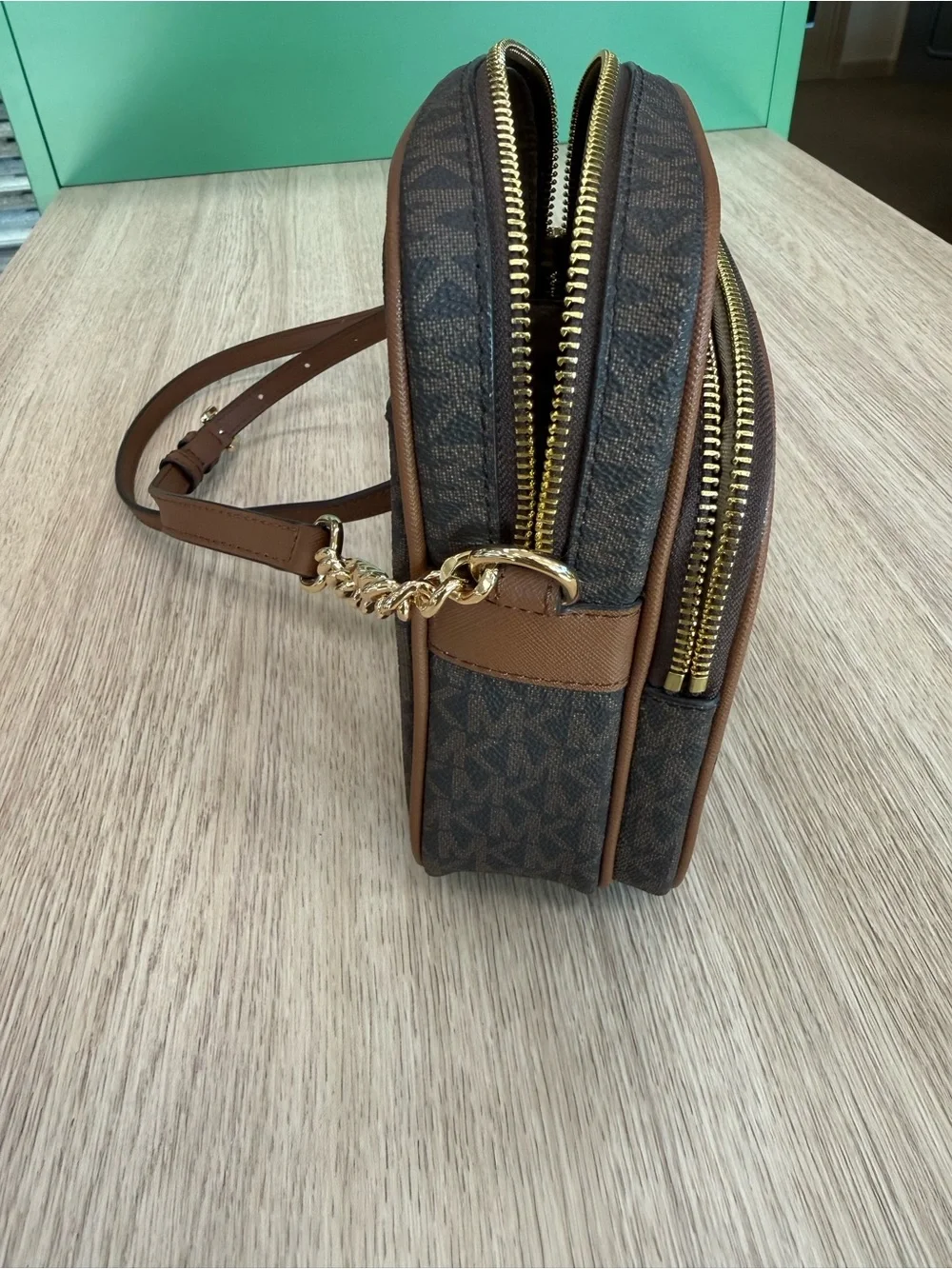 Michael Kors Brown Logo Monogram Crossbody Bag